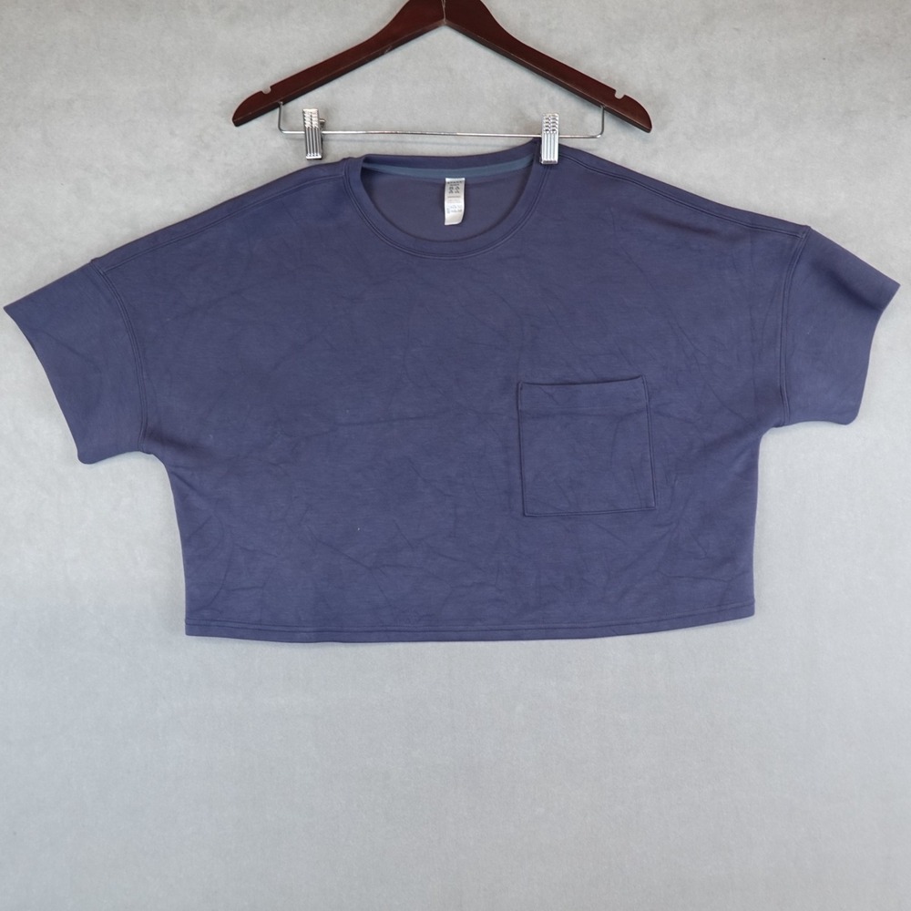 Spanx AirEssentials Matching Set Cropped Pocket Tee Blue Women 1X